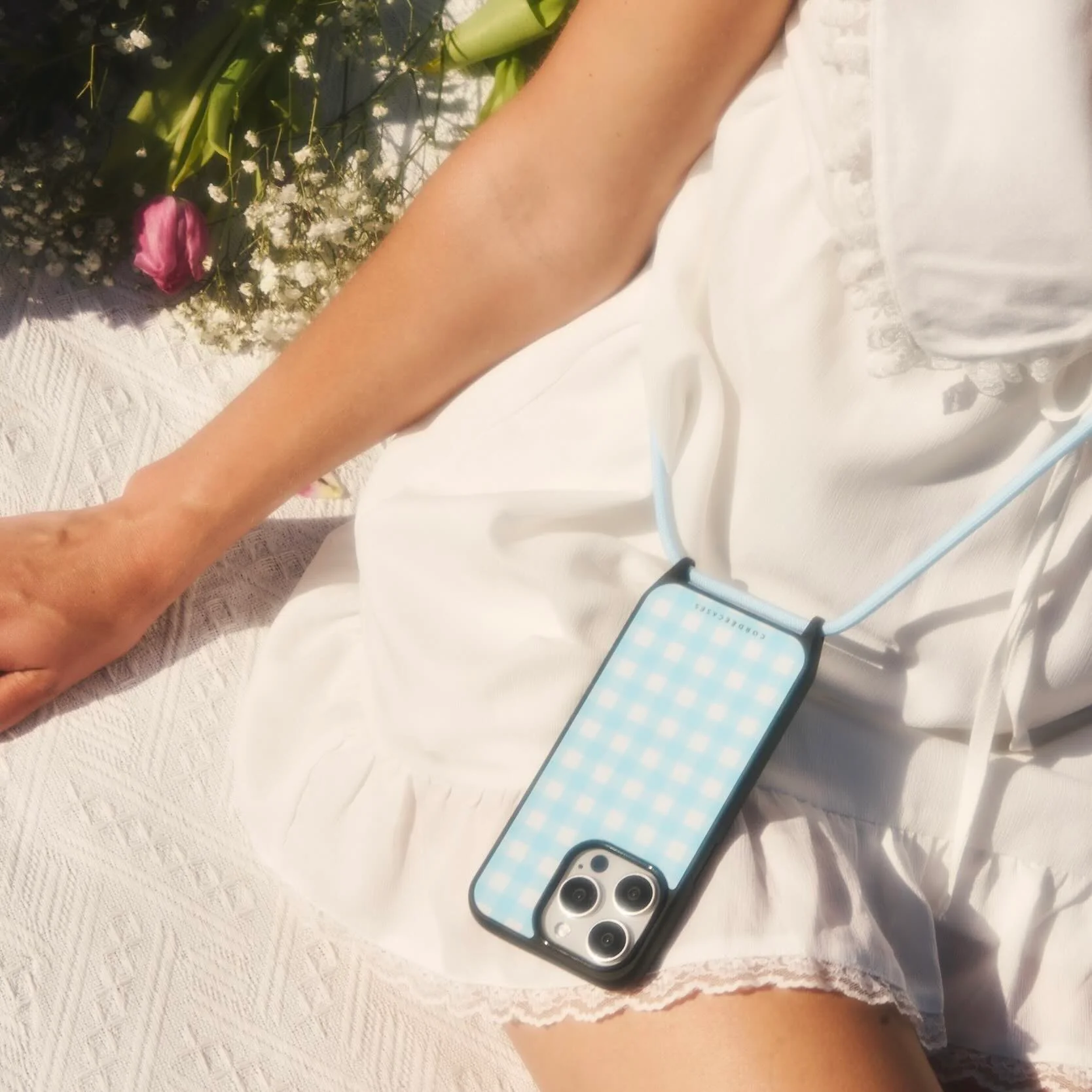 Cairo Phone Strap Set Gingham Powder Blue - Image 4